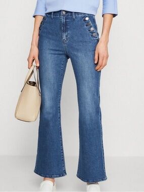 GAP 70s Flare Jeans High Rise Sailor Button Medium Wash 30 / 10